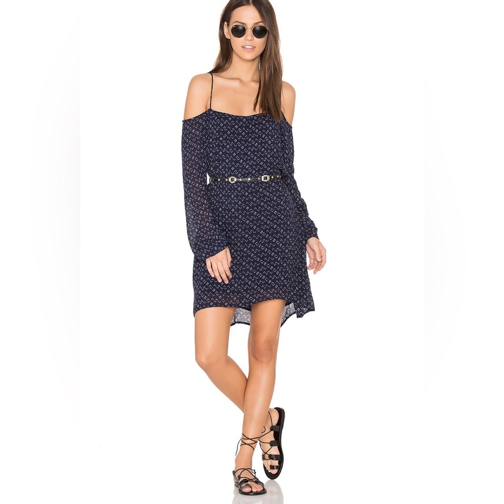 Anthropologie Cloth & Stone Cold Shoulder Geometric Print Dress Small